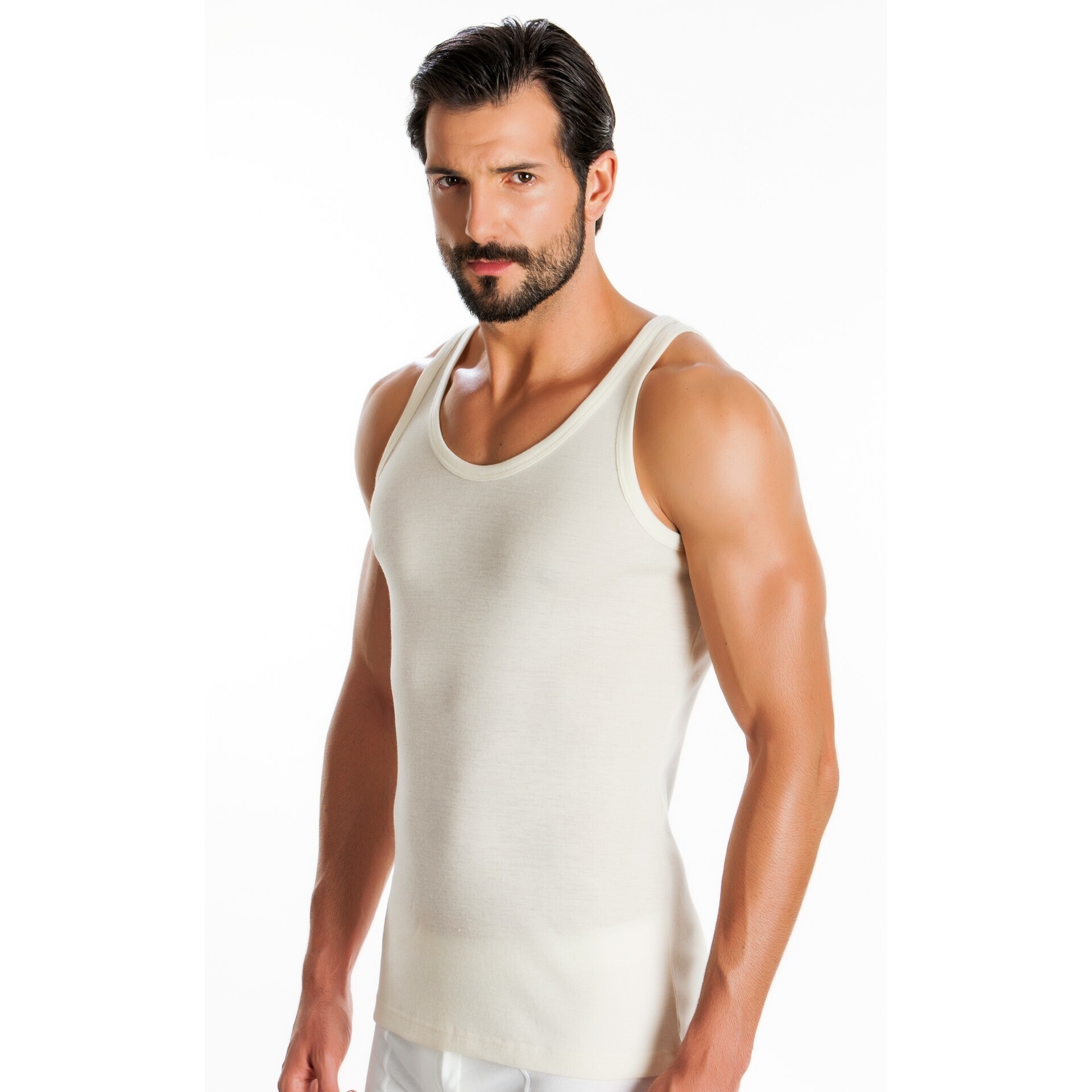 Ανδρική Φανέλα Τιράντα 100% Μάλλινη Merinos MINERVA 7-10304 ΕΚΡΟΥ