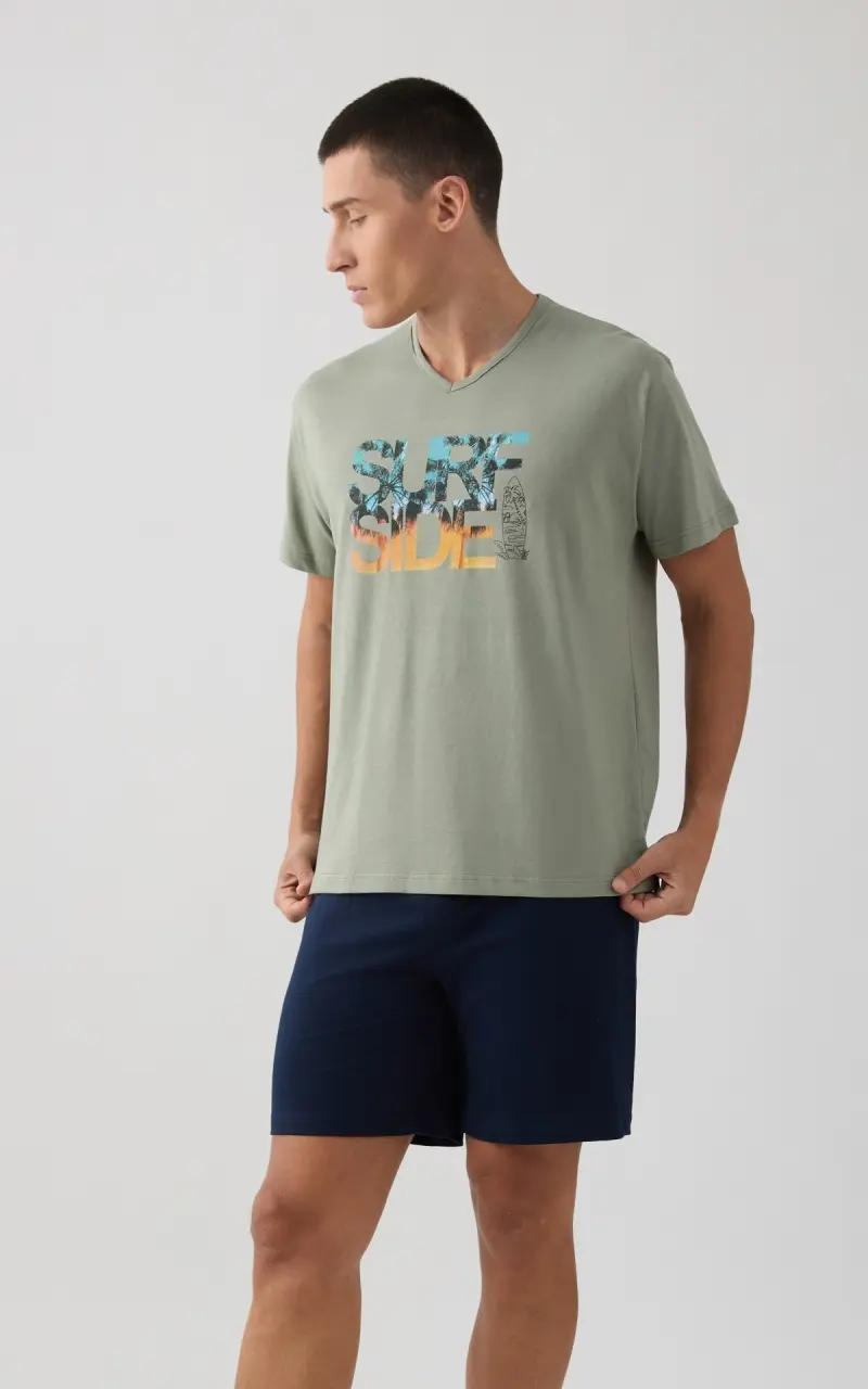 Ανδρική Πυτζάμα Καλοκαιρινή Surf Side MINERVA 7-71337-26-ΧΑΚΙ