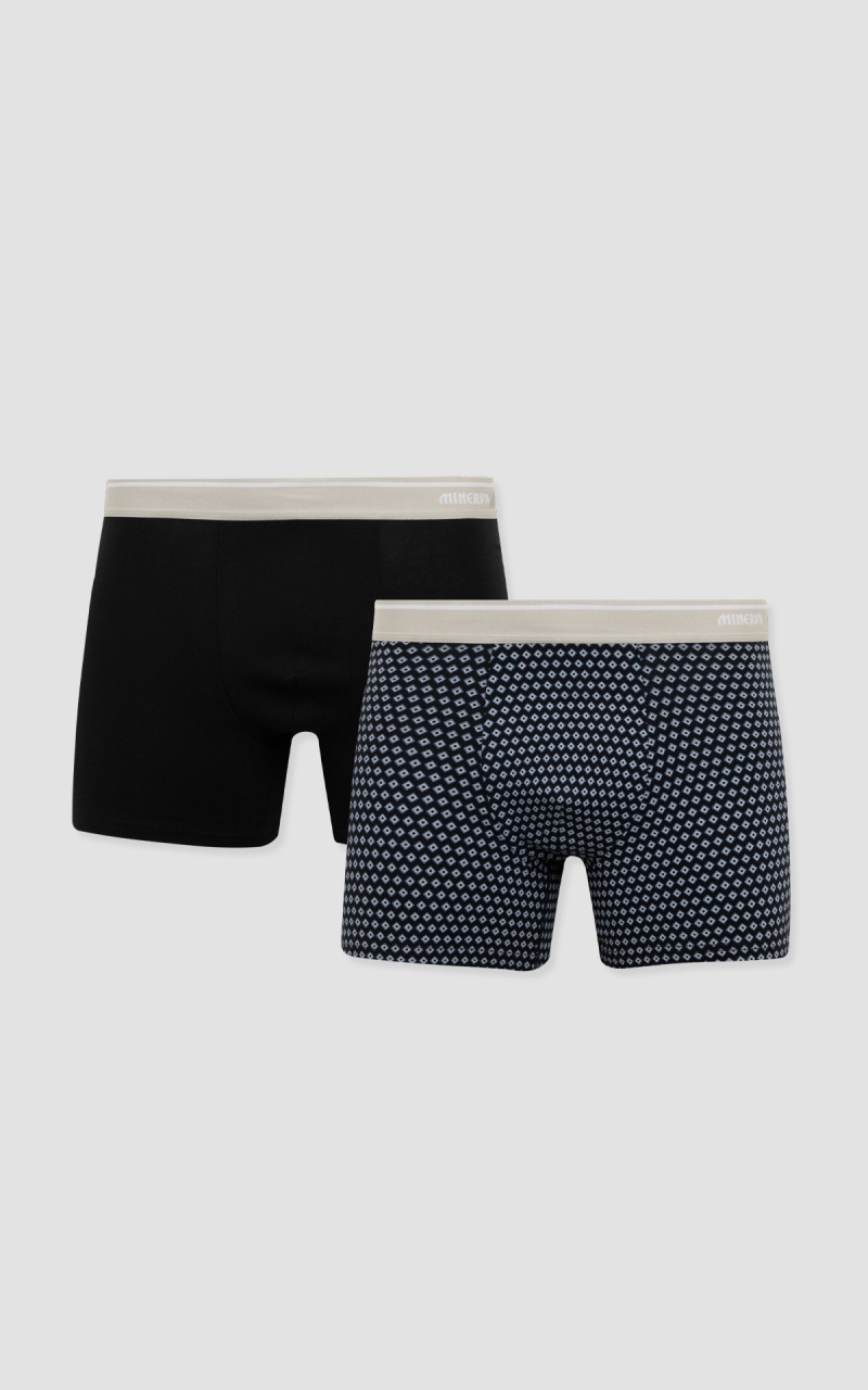 Ανδρικό Boxer Σετ 2τμχ MINERVA 7-29476-26-BLACK-BLACK GREY A/O