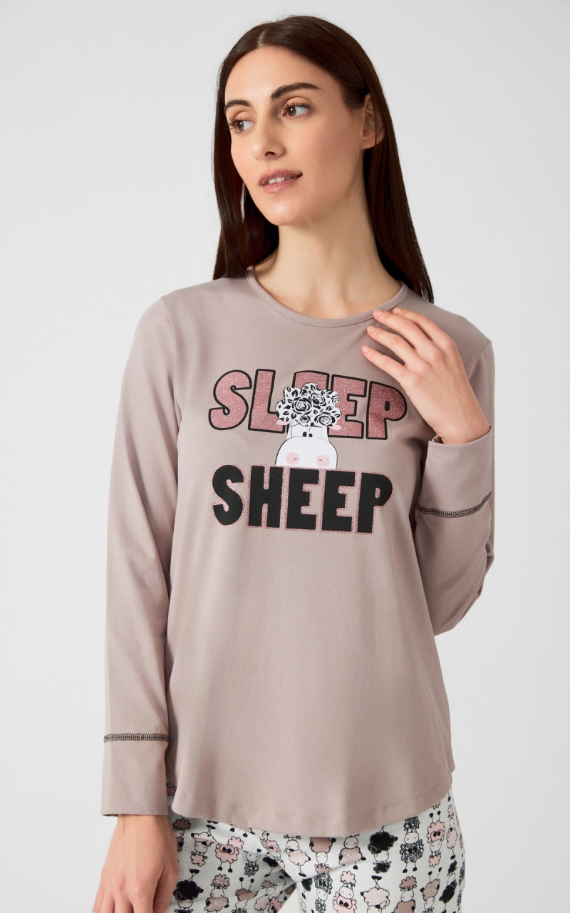 Γυναικεία Χειμερινή Πυτζάμα Sheeps 100% MINERVA Βαμβακερή 7-24-52996