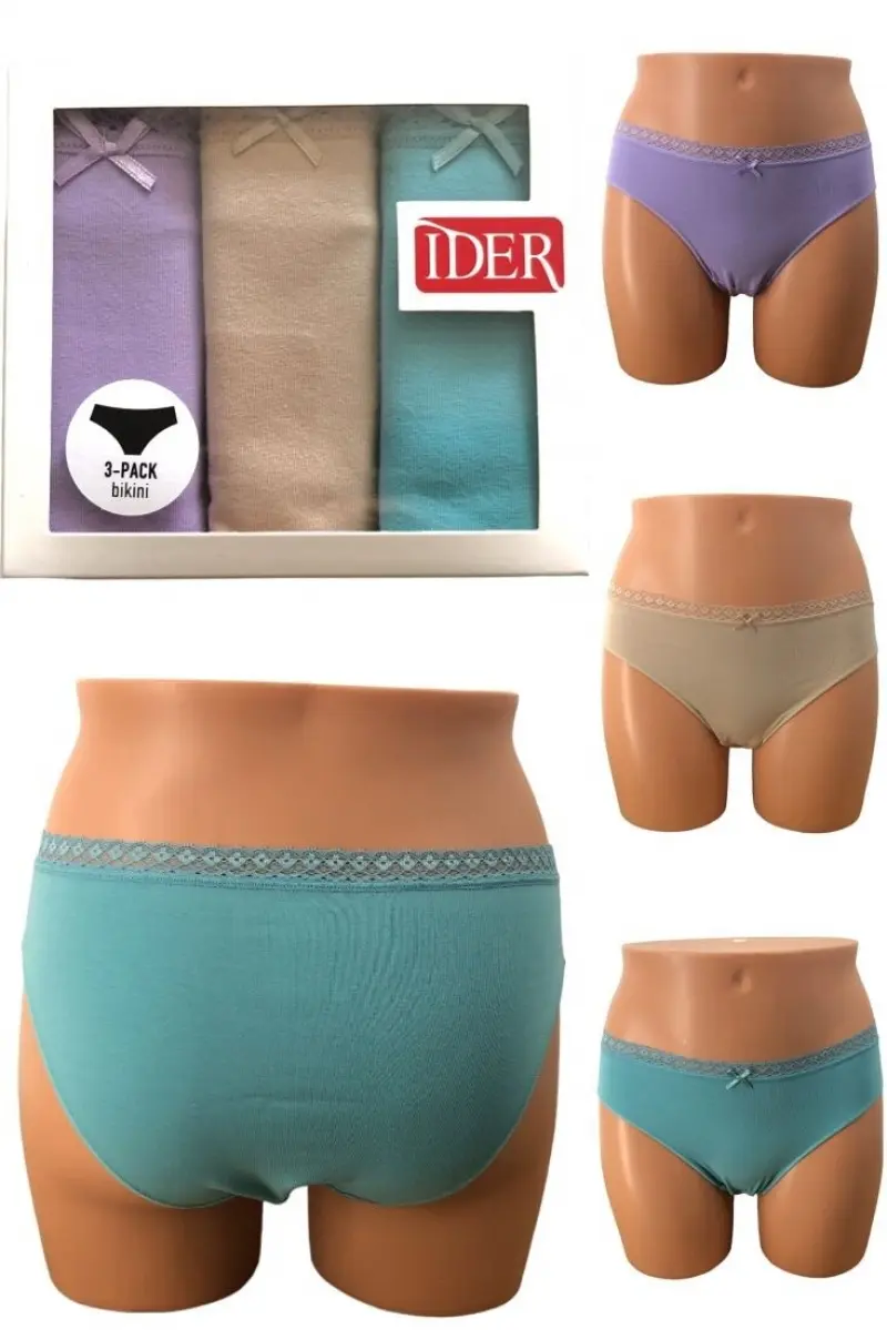 Γυναικείο Bikini Σλίπ Βαμβακερό Σέτ 3 Τμχ IDER 1-3072-1-3P