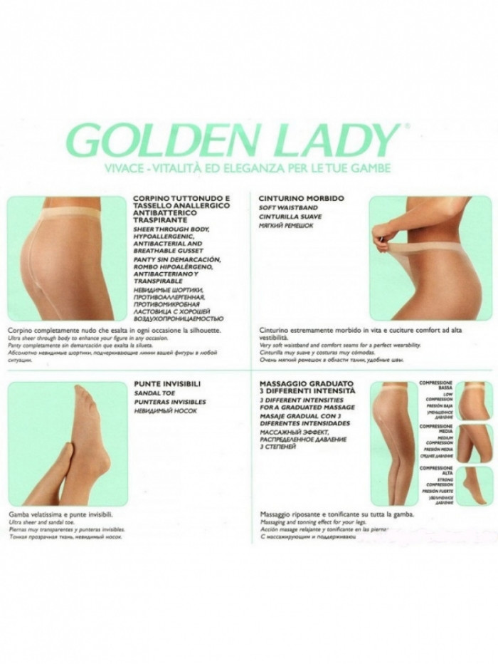 Γυναικείο Ελαστικό Καλσόν Σταδιακής Συμπίεσης VIVACE 40 GOLDEN LADY 1-40HHH