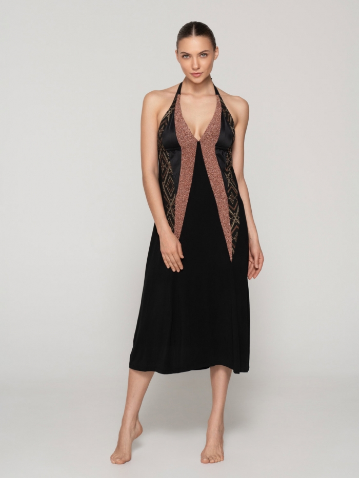 Manhattan μακρύ φόρεμα lurex
