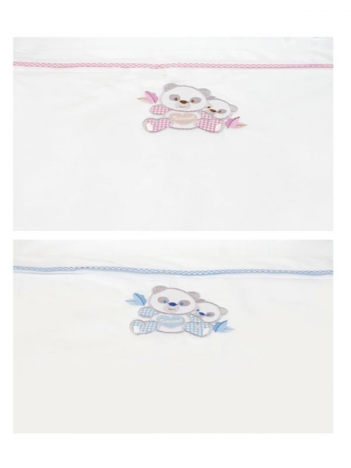 Σεντόνια κεντητά κούνιας Panda 02 Pink Κούνιας