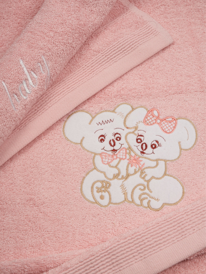 Σετ πετσέτες κεντητές Couple 06 Pink/Pink