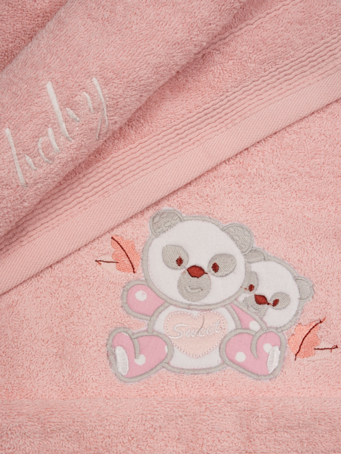 Σετ πετσέτες κεντητές Panda 02 Pink/Pink