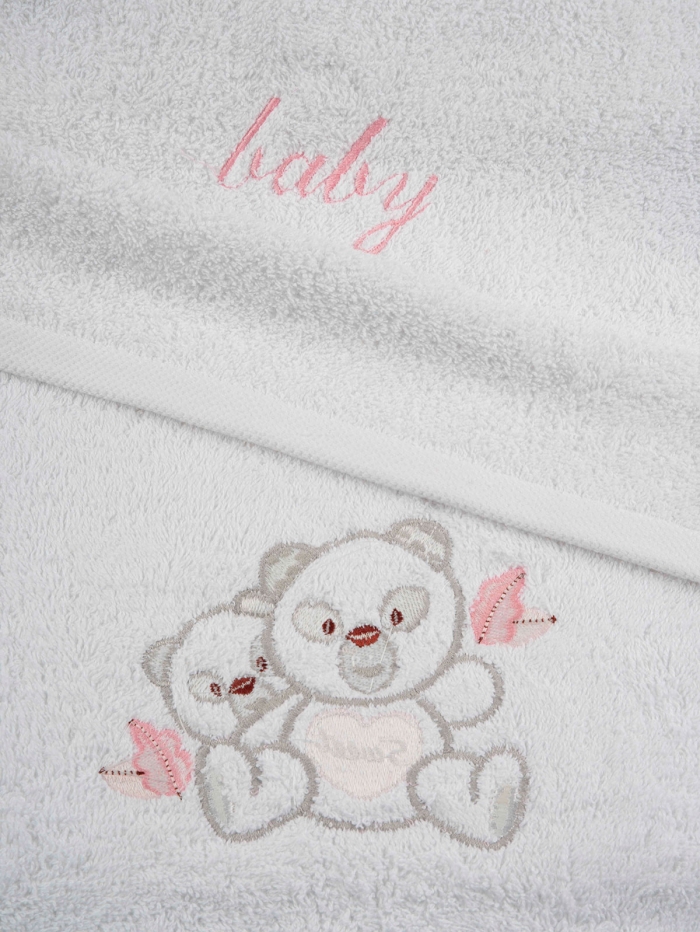 Σετ πετσέτες κεντητές Panda 02 White/Pink