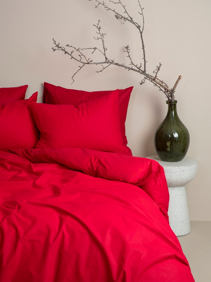 Σετ Σεντόνια Cotton Feelings 113 Red Μονό με λάστιχο(105x205+30)