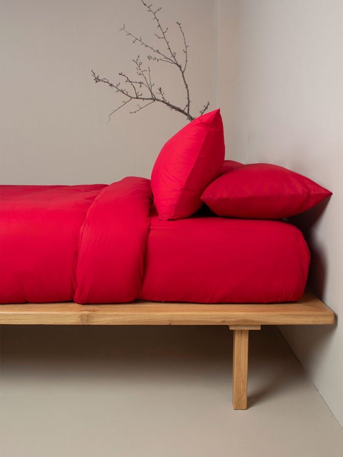 Σετ Σεντόνια Cotton Feelings 113 Red Μονό με λάστιχο(105x205+30)