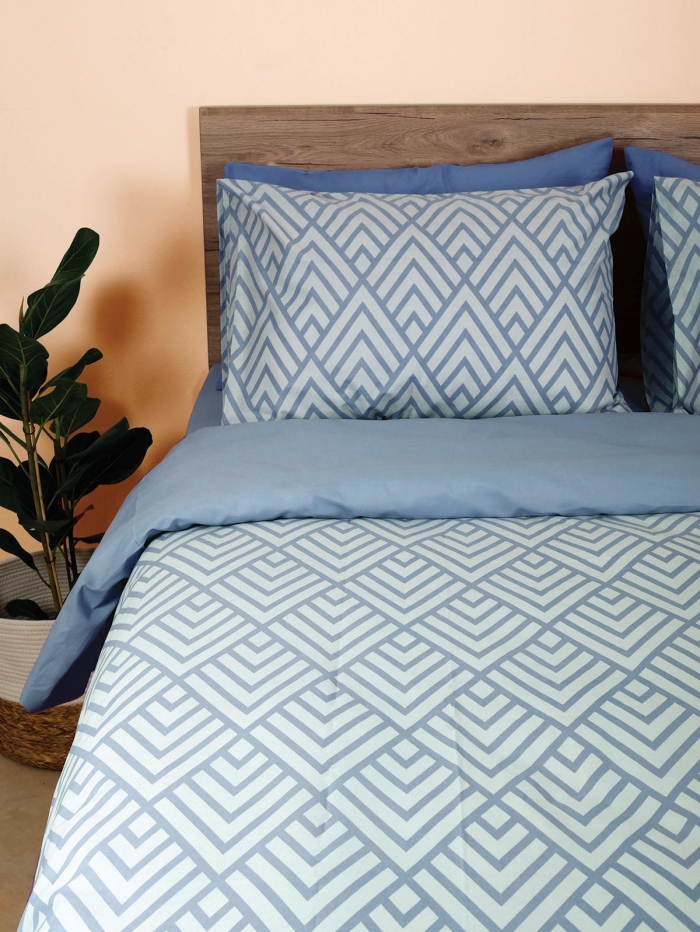 Σετ Σεντόνια Cotton Feelings 2036 Blue Μονό με λάστιχο(105x205+30)