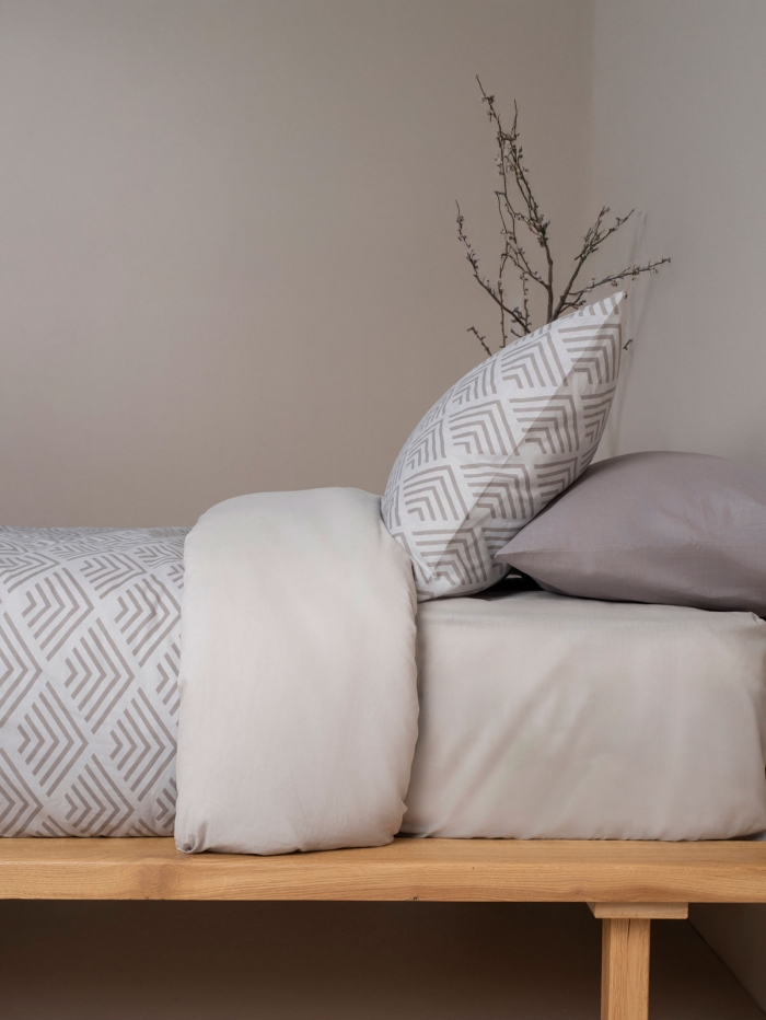 Σετ Σεντόνια Cotton Feelings 2048 Grey Μονό με λάστιχο(105x205+30)