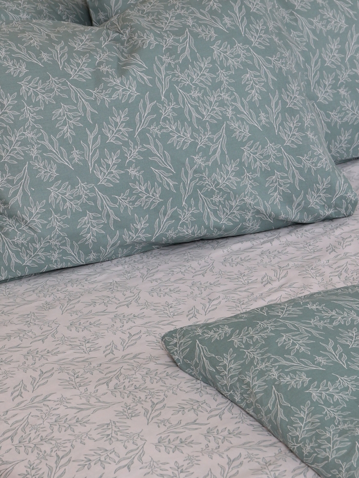 Σετ Σεντόνια Cotton Feelings 2052 Aqua Μονό με λάστιχο(105x205+30)