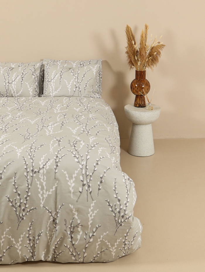 Σετ Σεντόνια Cotton Feelings 2054 Grey Μονό με λάστιχο(105x205+30)